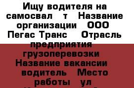 Ищу водителя на самосвал 30т › Название организации ­ ООО “Пегас-Транс“ › Отрасль предприятия ­ грузоперевозки › Название вакансии ­ водитель › Место работы ­ ул. Коновалова 7 А - Нижегородская обл. Работа » Вакансии   . Нижегородская обл.